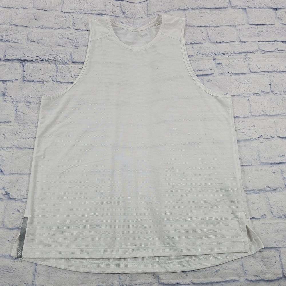 Rhone Swift Tank Top Mens XL White Mesh Striped Sleeveless Performance Shirt Gym